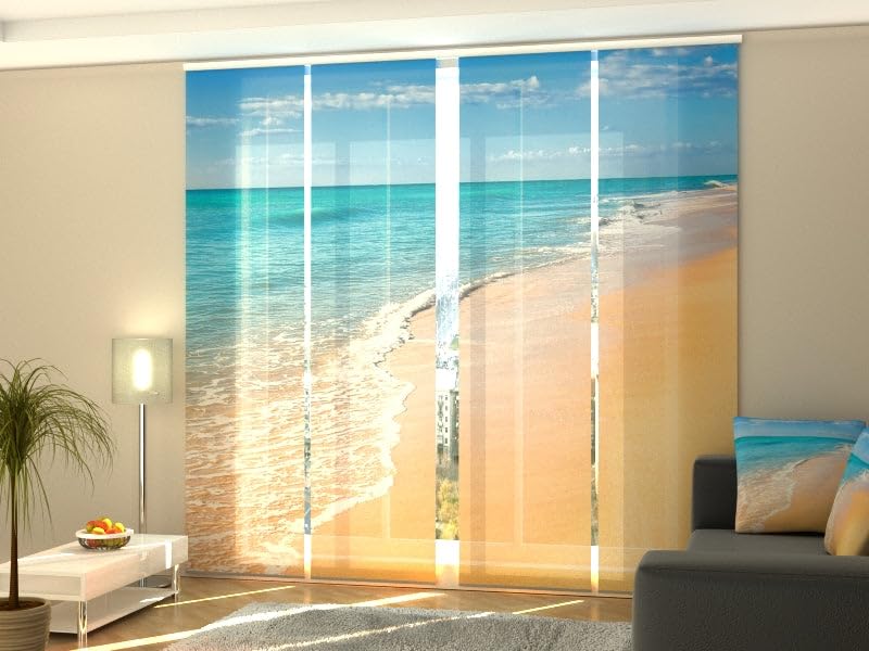 WellmiraDigital Art Photo Print Windowshades - Deluxe Custom Sliding Panel Track Blinds for Patio Doors, Large Windows & Closet Doors - 96" W x 72" L - Beach on Canary Islands
