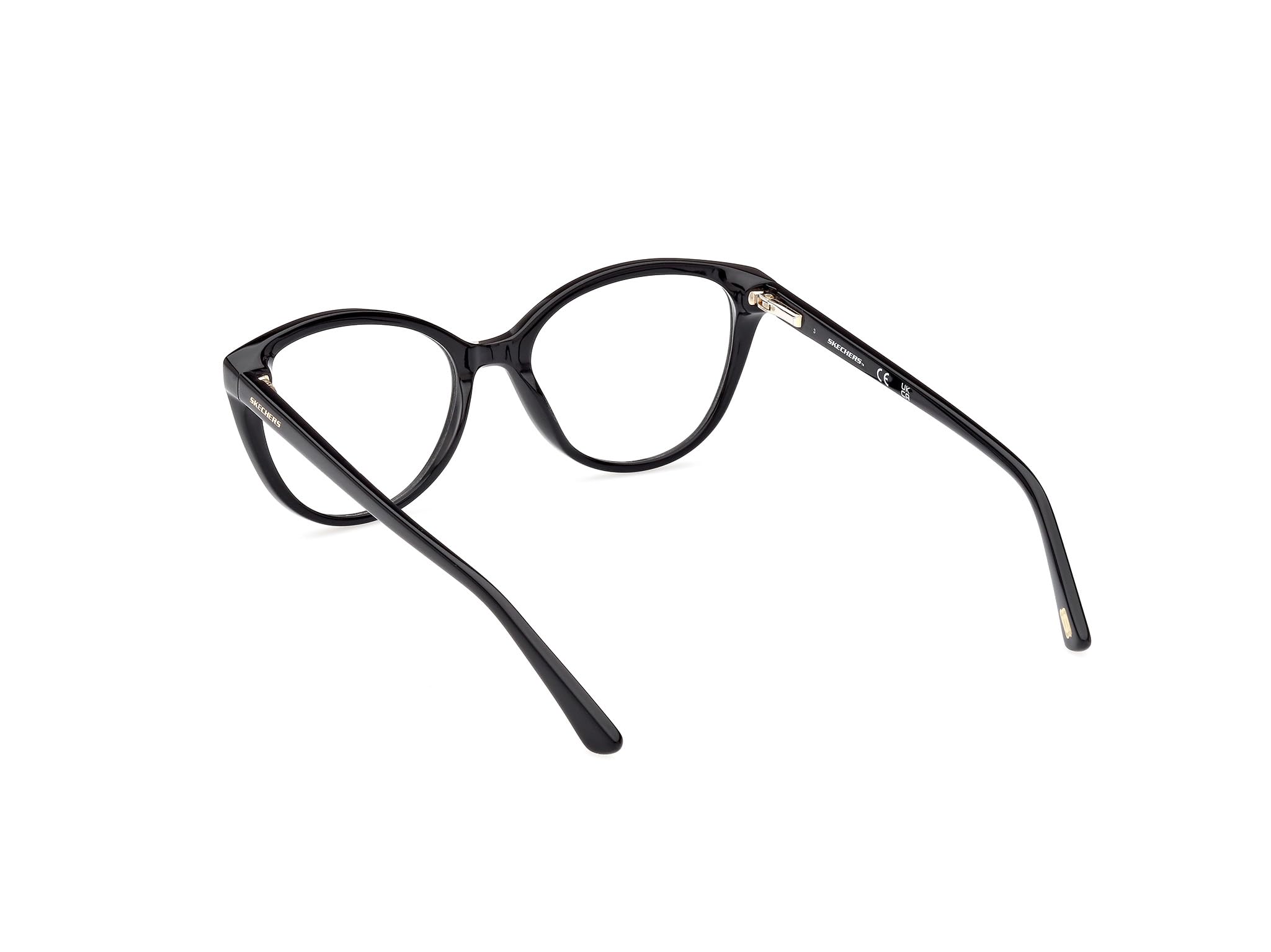 Skechers Brille mit Sehstärke für Damen optional mit Sonnenbrillentönung oder Blaulichtfilter, Katzenauge, gefertigt aus Acetat, Modell: SE2215 (inklusive Brillenetui)