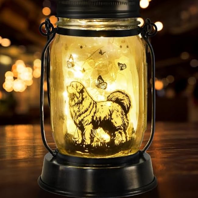 Dog Solar Lanterns Dog Lover Gifts for Women Men Dog Lovers Gifts Hanging Dog Lanterns with Stake for Yard Lawn Garden Decor Waterproof Dog Lights Torches