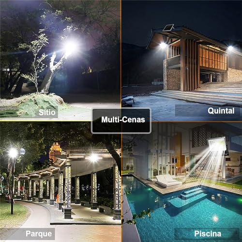 Refletor Led Placa Solar Luminária 100W Holofote Prova Dágua com Controle Remoto