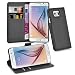Produktbild Cadorabo Hülle für Samsung Galaxy S6 in Phantom SCHWARZ - Handyhülle mit Magnetverschluss, Standfunktion und Kartenfach - Case Cover Schutzhülle Etui Tasche Book Klapp Style