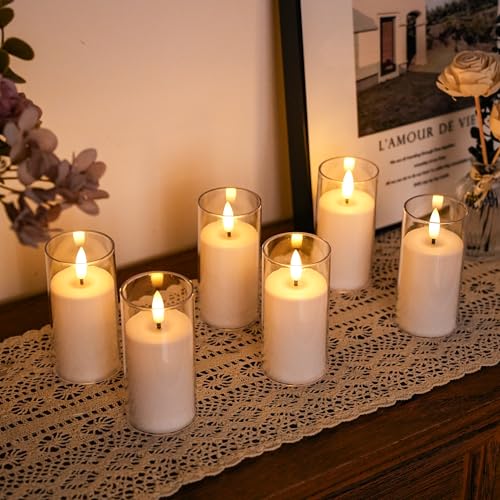Image of JHY DESIGN Flameless Candles Set 4.5'' High Battery Operated Pillar LED Candles Taper for Home Wedding Party Birthday Decoration(Set of 6)