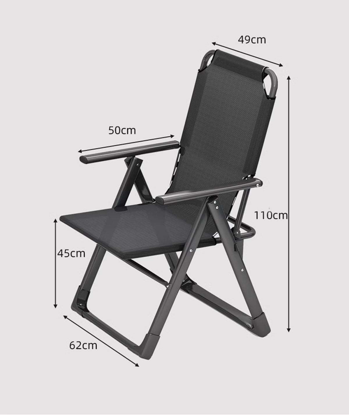 Reclining Patio Lounge Chair, Foldable Zero Gravity Chair with 180kg Capacity, Adjustable Backrest, Heavy Duty Steel Frame for Garden, Camping, Outdoor Use
