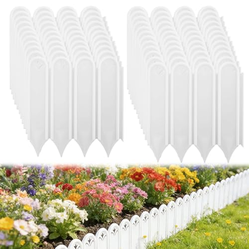 8.7'' H Connectable Garden Landscape Edging - 15ft Total Length No Need Digging Lawn Fence Border White Panels for Dividing Yard Flower Bed Areas by Alphatool - Used condition - US$25.33