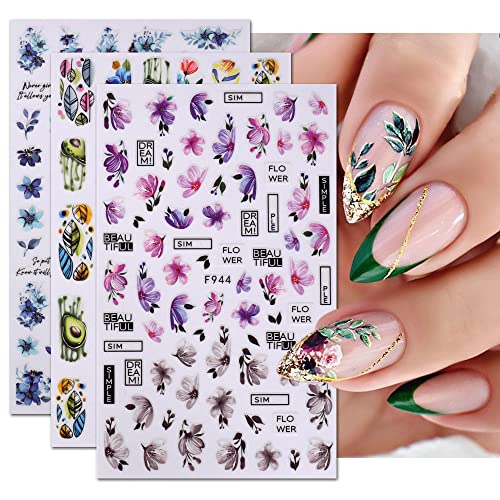 Lpooddnu Flower Nail Decals For Women Fingernail Decorations Nail Art Accessories 8 Sheets Flower Nail Art Stickers Assorted Pattern Spring And Summer Blossom Flowers Stickers Set Manicure Tips Decor #TOP3