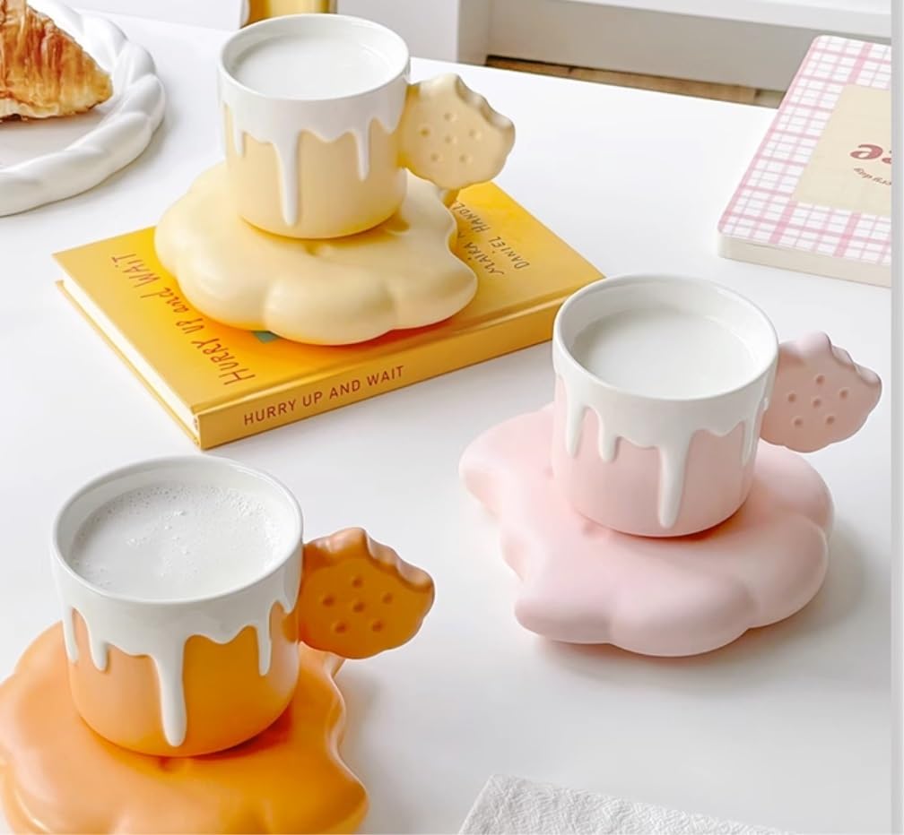 Taza de Café de Té Tazas Creativas Con Forma De Helado, Taza De Cerámica Resistente A Altas Temperaturas Para Beber, Taza De Desayuno Para El Hogar para té de la tarde(B)