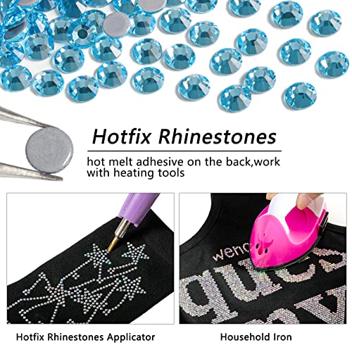 Beadsland Hotfix Rhinestones, 2880pcs Flatback Crystal Rhinestones for Crafts Clothes DIY Decorations Aquamarine, SS6, 1.9-2.1mm - Image 4