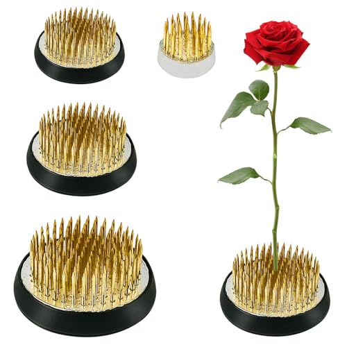 4 Piezas Ikebana Kenzan, Diferentes Tamaños Rana de Flores, Flower Frog con Cepillo Limpieza, Arreglos Florales Redondos Rana, Bases de Arreglo Floral Adecuado para Dormitorio Jardín Clase Floral