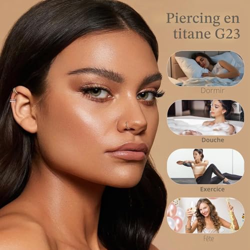G23 Titane Piercing Helix Conch Oreille Septum Anneau Nez Or 16G 10MM – vue 4