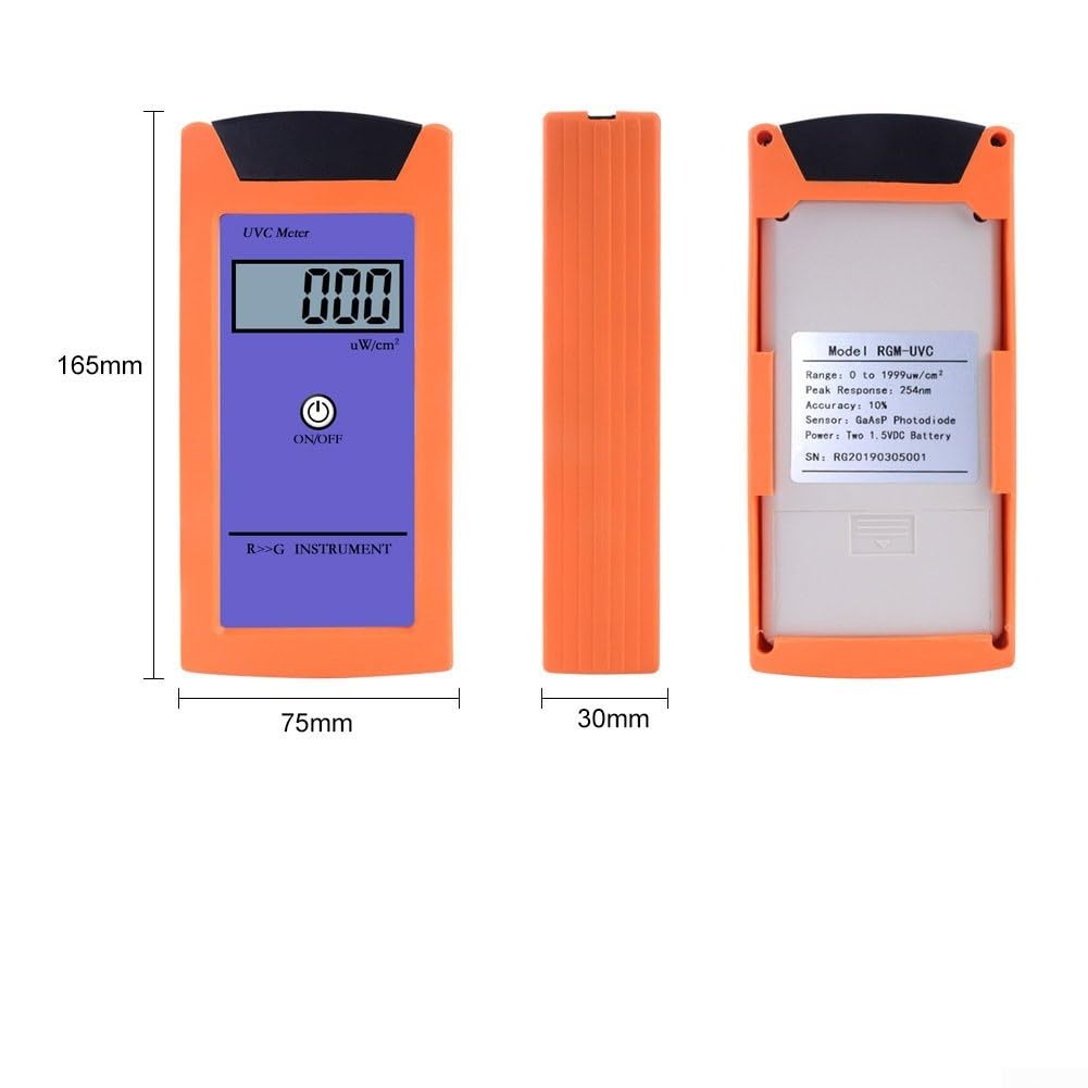 Medidor de luz digital UVC para medición de radiación de espectro, fotómetro de pantalla LCD para pruebas de lámpara UV de reptiles, rango de 220-280 nm, radiómetro compacto
