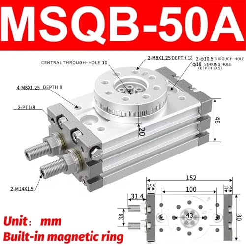 Vérin rotatif MSQB50A pour ajuster précisément l'angle de rotation - 3