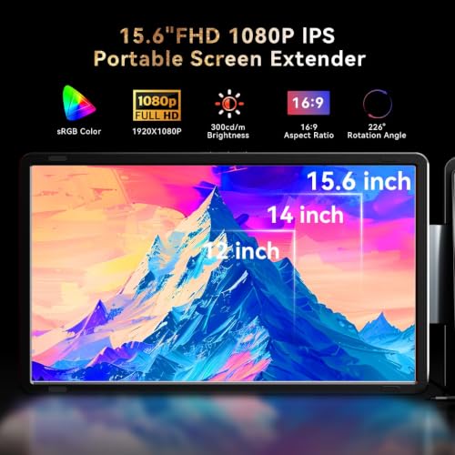 Image of Laptop Screen Extender 15.6 inch Detachable Portable Monitor for Windows | Triple Screen Laptop Monitor Extender for 13-17.3 inch MacBook (excl. M1 M2 M3) FHD IPS Plug&Play for Travel Business Watch Party