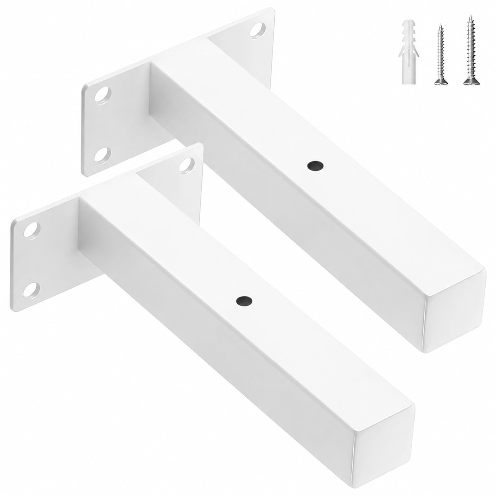 scicent 2 Pack Scaffold Board Shelf Brackets , 50KG Capacity, Hollow Design, Wall Brackets for Shelves (White 15cm)