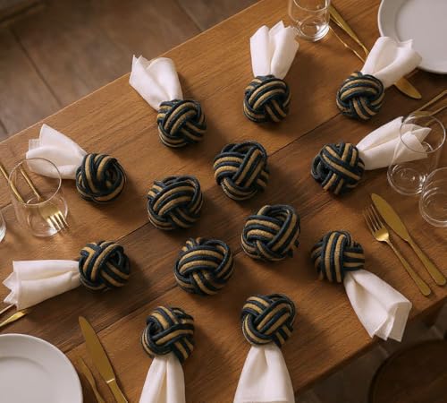 Image of Handmade Eco Friendly Napkin Ring Holder (Blue and Brown) -Set of 12