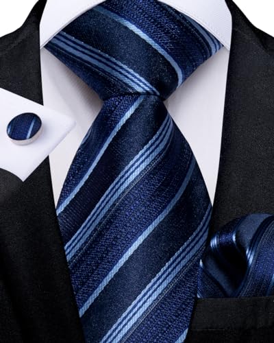Image of DiBanGu Silk Zipper Ties for Men,Paisley Solid Plaid Pre-tied Tie and Pocket Square Cufflinks Set Formal Adjustable Necktie