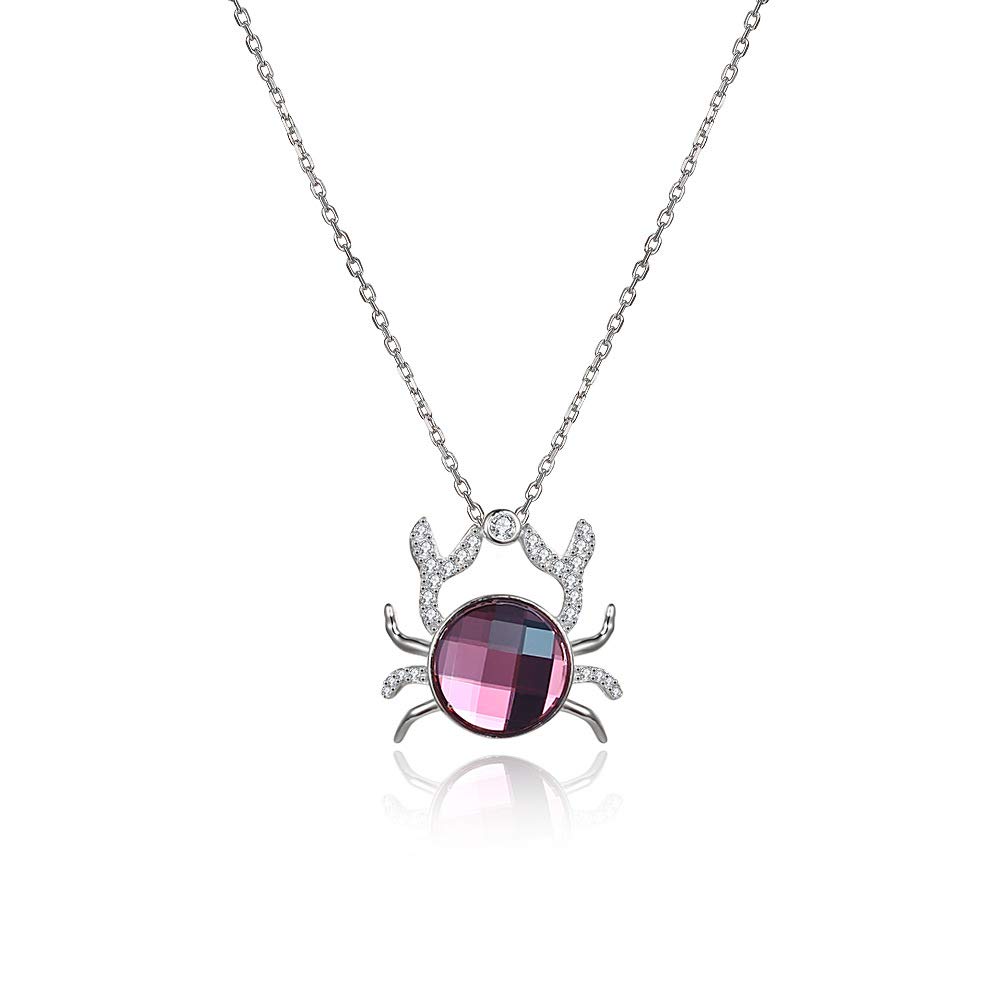 LYGBAOFUL Kristall-Halskette, S925-Sterlingsilber, niedliche Krabben-Anhänger-Halskette