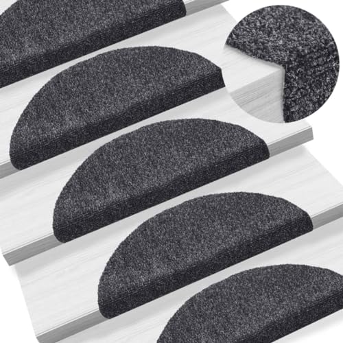 Alfombrillas de escalones resistentes de alta densidad en gris oscuro con canto de 3cm 2