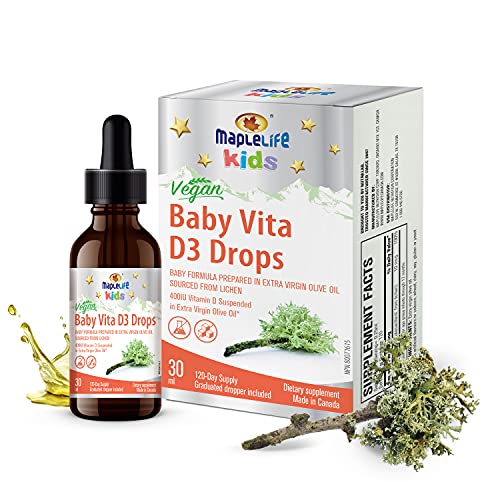 Baby Vitamin D Drops 400 IU Vegan, Plant Based Baby D Drops with No Additives, Age 0 to 3