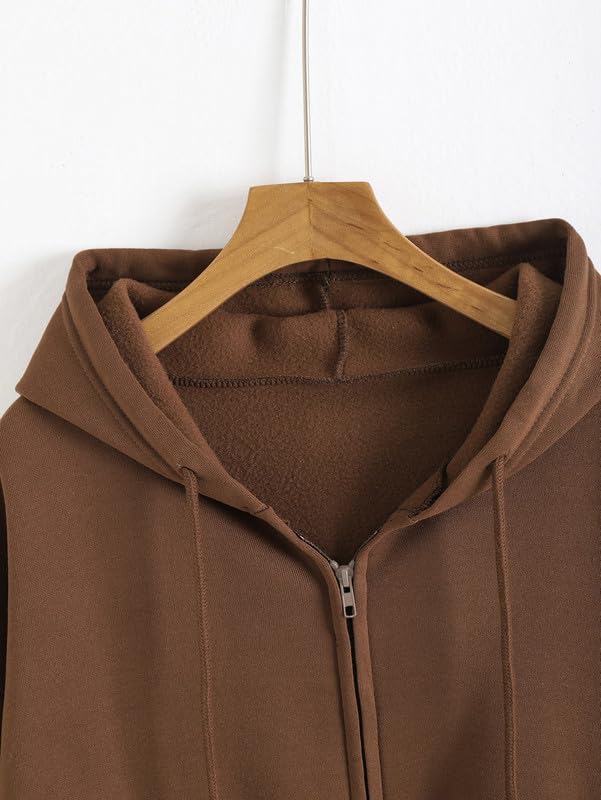 Image of Imsa Moda Women's Polycotton Fleece Plain Full-Zip Hooded Winter Sweatshirt | Kangaroo Pocket | Casual Warm Outerwear