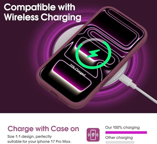 Image of DIZORO Compatible for iPhone 17 Pro Case,Classic Liquid Silicone Mobile Phone Case,Integrated Camera Control Button,Anti-Scratch Soft Microfiber Lining, Ice Wine Red