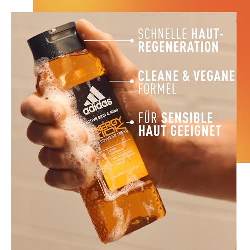 adidas Active Skin & Mind Energy Kick Duschgel, belebend-frisches Duschgel für Herren, 250ml – Bild 4