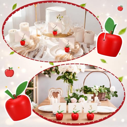 Image of Leinuosen 24 Pcs Red Apple Place Card Holders Resin Table Name Stand