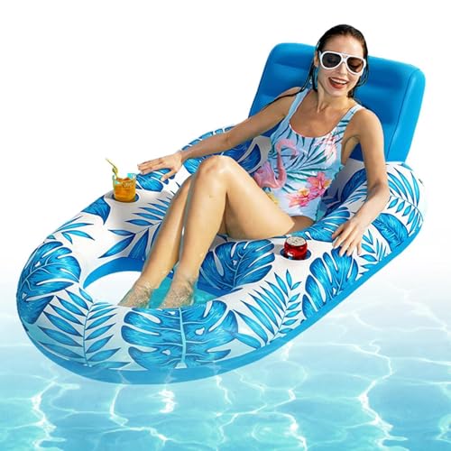 Fauteuil gonflable de piscine avec porte-gobelet idéal pour bronzer à la plage ou en mer