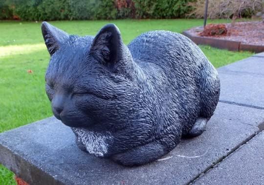 Miniatura 5 de Figura de gato negro Estatua de gato de hormigón para el hogar y el jardín, estatua de mascota conmemorativa de la tumba dekor escultura del patio