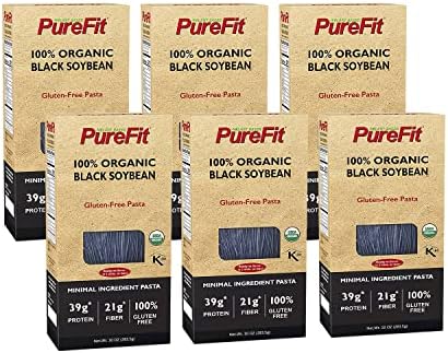 PureFit - Organic Black bean spaghetti pasta 6 Boxes (Total 60 Oz, 30 Servings) - Keto Pasta Noodles, Low Carb,Plant-Based, Protein Pasta, Gluten-Free, Vegan, Non-GMO, Kosher