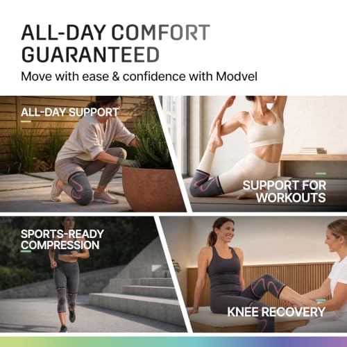 Image of Modvel 2 Pack Knee Brace for Women - Knee Support for Walking, Knee Compression Sleeves for Pain Relief, Knee Sleeves for Women, Knee Brace for Sports, Workouts & Arthritis