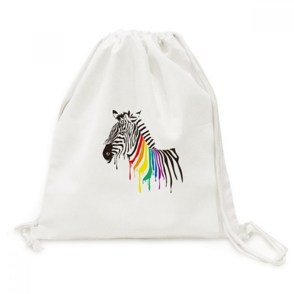 Toile drawstring backpack rainbow zebra pour les voyages quotidiens - 5