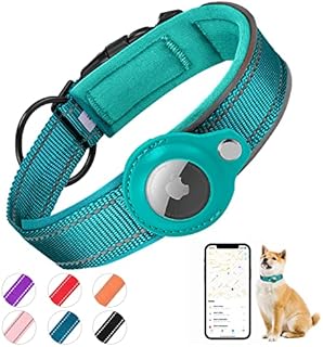Kardition Padded Dog Collar for AirTag, Apple Airtag Reflective Dog Collar, Exclusive for Air Tag, Integrated AirTag Holder for Small Medium Large Dogs [Black - Size S]
