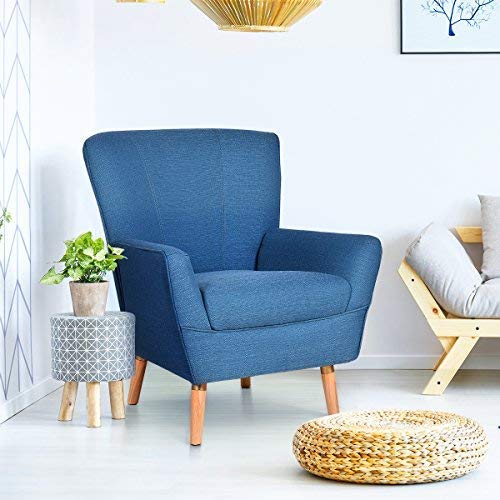 Giantex Home Decor Elegant Single Accent Leisure Upholstered Arm Chair (dark blue)