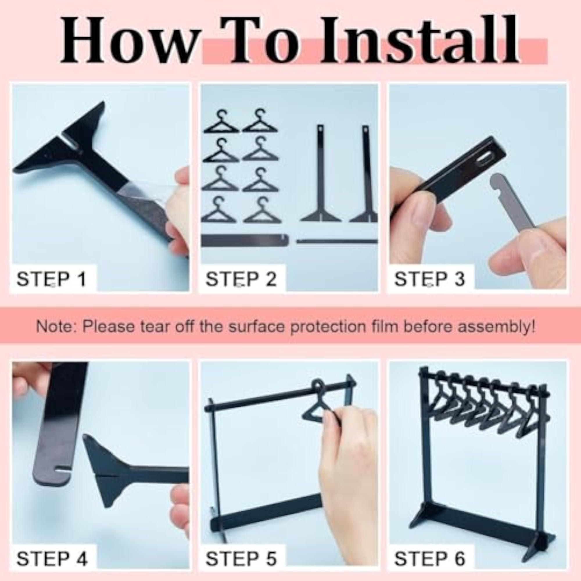 Small Black Acrylic Earring Display Rack with Hooks and Eyelets