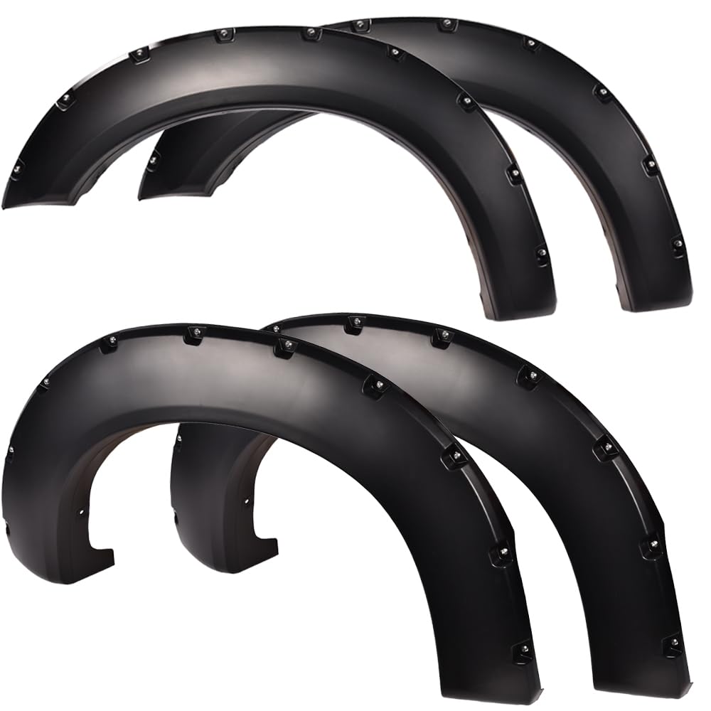 CNNELL 4pcs Fender Flares Compatible with Ford F250 F350 2011-2016 SuperDuty Styleside Models (Only 81.8" / 98.0" Long bed), NOT Fit Dually &amp; Flareside Models Smooth Pocket Rivet Style