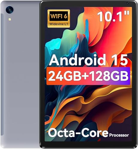 Image of URAO Tablet,10.1 inch Android 15 Tablet with Octa-core Processor 24GB RAM 128GB ROM HD IPS Touchscreen 8H Battery, Wi-Fi 6, BT 5.0, Dual Camera, Android Tablets