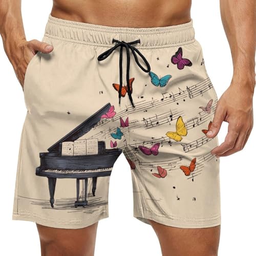 Music Notes Piano Mens Swim Trunks Quick Dry Board Shorts Beach Swimwear Bathing Suits