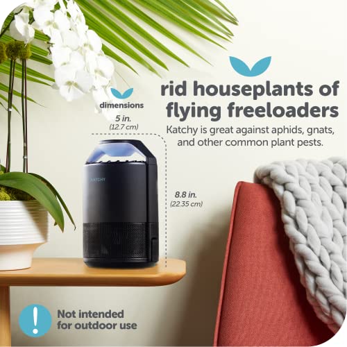 Katchy Indoor Insect Trap - Catcher & Killer for Mosquito, Gnat, Moth, Fruit Flies - Non-Zapper Traps for Buzz-Free Home - Catch Flying Insect Indoors with Suction, Bug Light & Sticky Glue (Black)