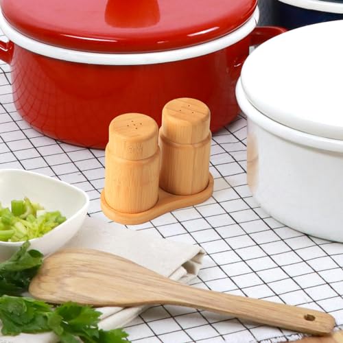 Zthapwa BAMBOO SHAKERS 204 Salt And Pepper Shakers Set With Base Rack, Bamboo Wooden Cute Salt And Pepper Shaker thumb #6