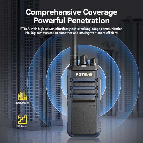 Image of Retevis RT86A Long Range Walkie Talkies with Earpiece, High Power GMRS Two Way Radio with 6 Way Charger, Group Call, 2500mAh Rechargeable, Durable 2 Way Radio for Fulfillment Center Industry(6 Pack)