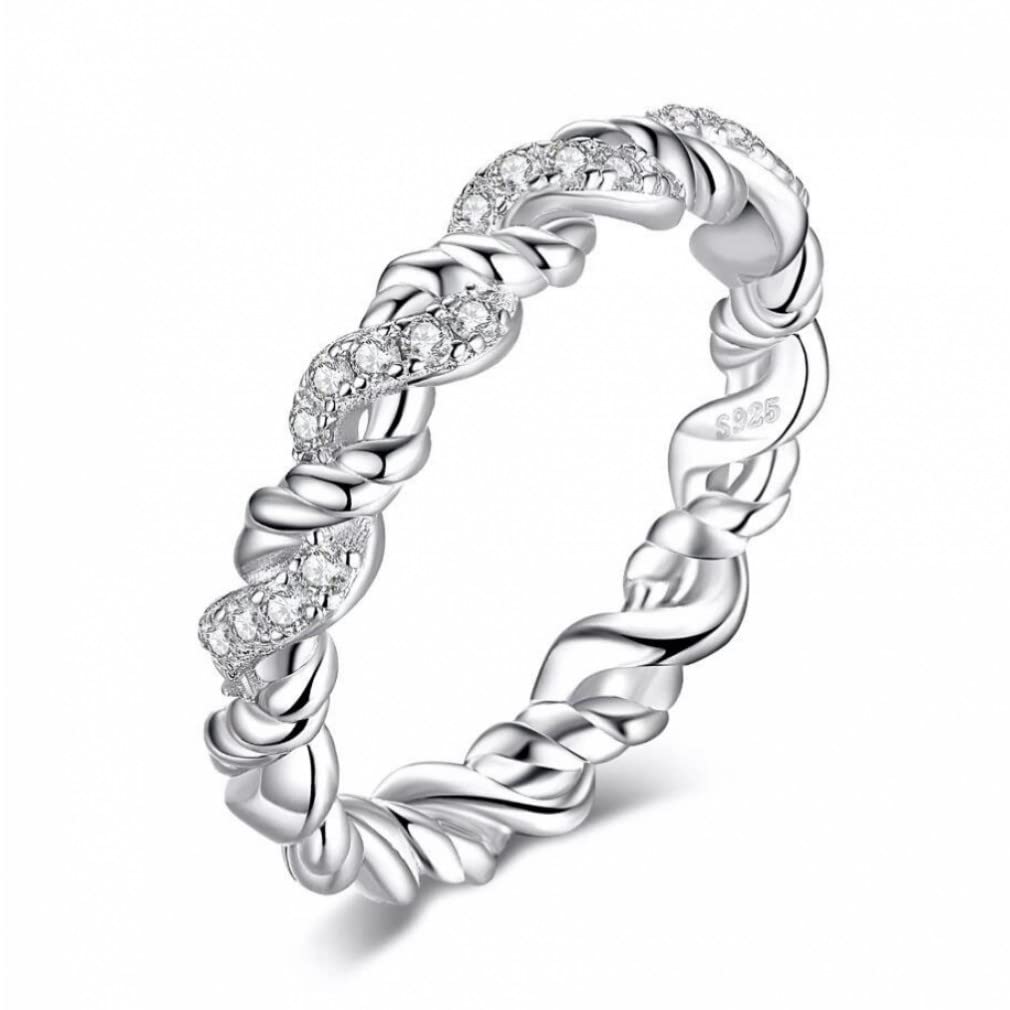 925 Sterling Silber Zirkonia Ring Ehering Jahrestagsring für Frauen