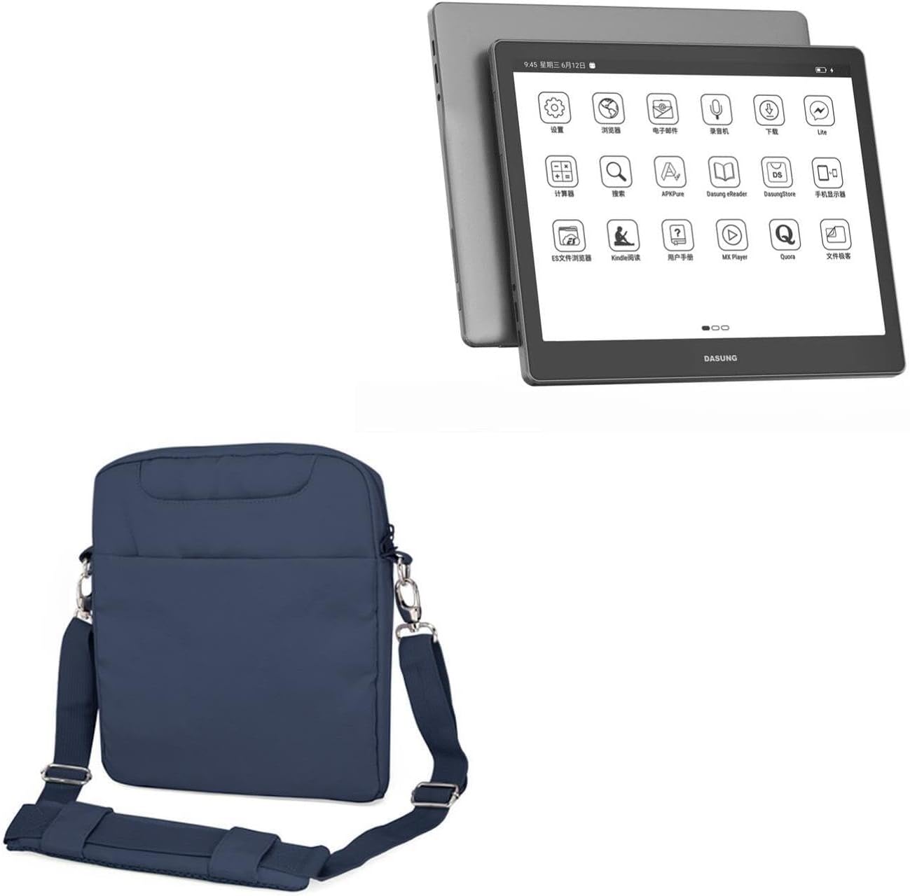 BoxWave Case Compatible with Dasung Not-eReader 103 (EP1030312) - Encompass Urban Bag, Over Shoulder Messenger Straps Handle Bag Pockets - Navy
