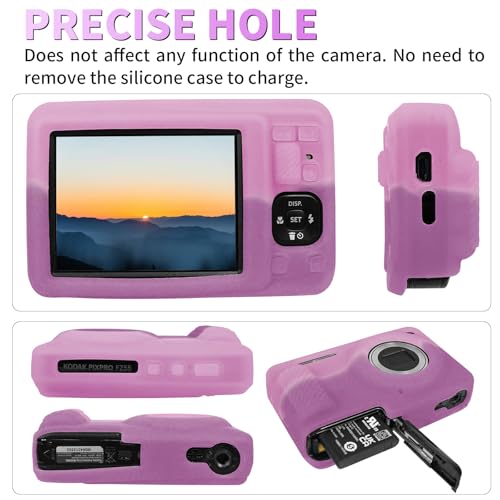 Camera Case for Kodak PIXPRO FZ55, Easy Hood Soft Silicone Cover Anti-Scratch Slim Fit FZ55 DSLR Camera Sleeve Body Skin Travel Protective Case,Mix Pink - Image 3