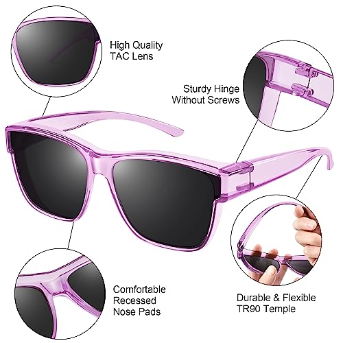 Image of URUMQI Polarized Sunglasses Fit Over Glasses for Men Women, Oversized Square Sun Glasses UV400 Protection