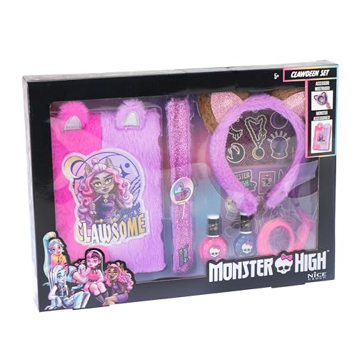 Nice Group Monster High Clawdeen Set Carnet de notes avec bandeau, vernis à ongles, bracelet à paillettes