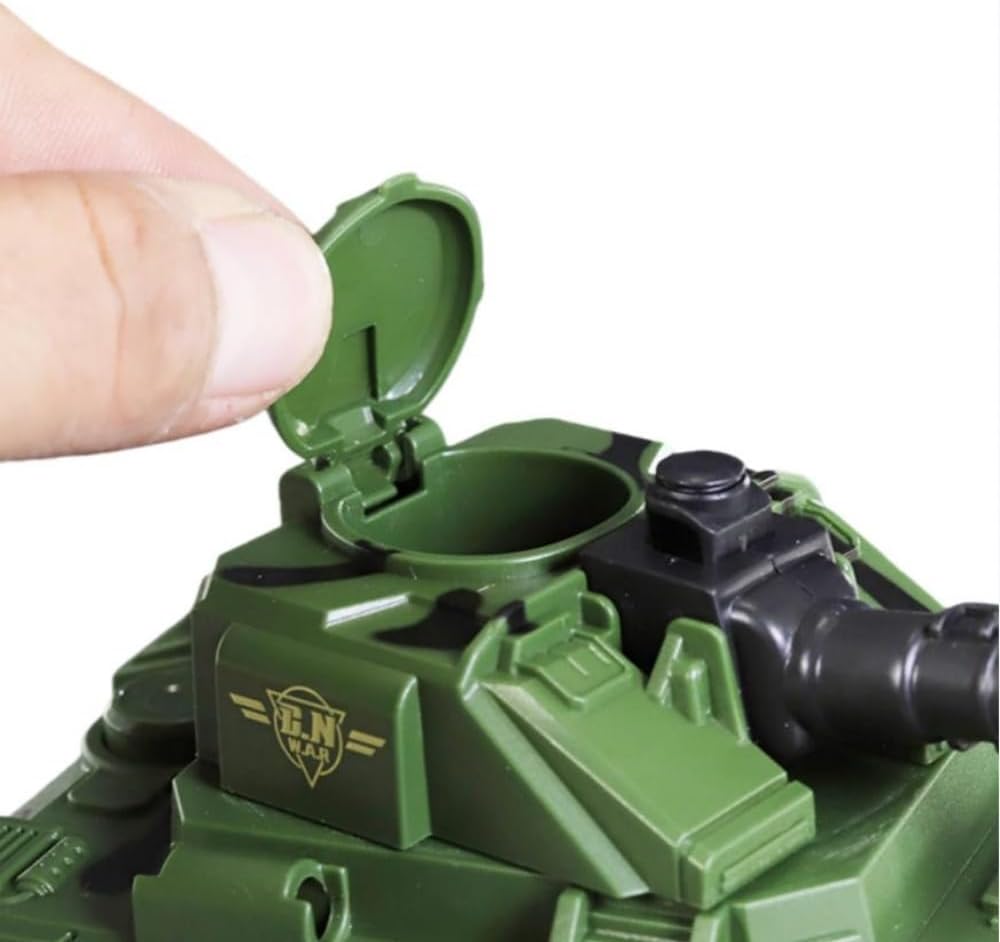 360 Rotating Toy Tank with Bullet Launching Turret - Army Vehicle (Grey)