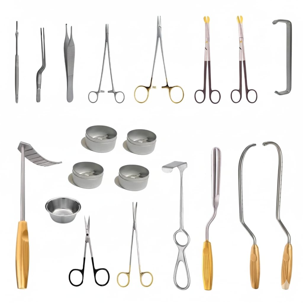 20-Piece Mammaplasty Instrument Set - Premium Stainless Steel Kit for Plastic Surgery & Cosmetic Procedures - Professional Medical Grade Tools