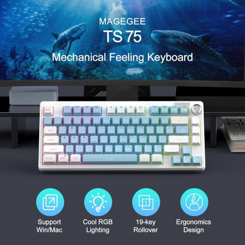 Image of MageGee Mini 60% Gaming Keyboard, RGB Backlit 75 Key Ultra-Compact Keyboard, TS75 Ergonomic Waterproof Mechanical Feeling Office Computer Keyboards for PC, MAC, PS4, Xbox ONE Gamer