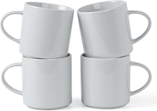 famiware 4 tazas de café, tazas de catering de 12 onzas con asa para café, té, cacao, leche, gris claro