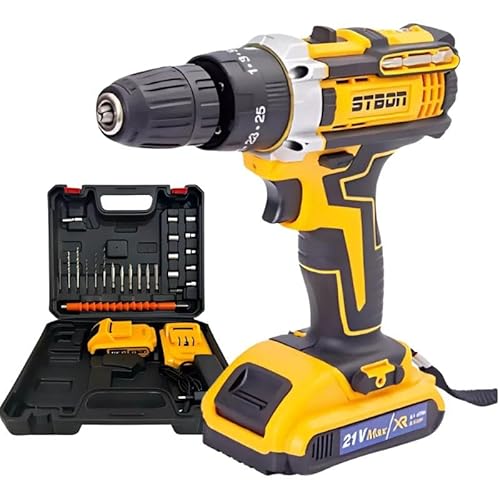 Furadeira Parafusadeira de Impacto Profissional 21V Bivolt - Sem Fio com 2 Baterias de Lítio, Maleta